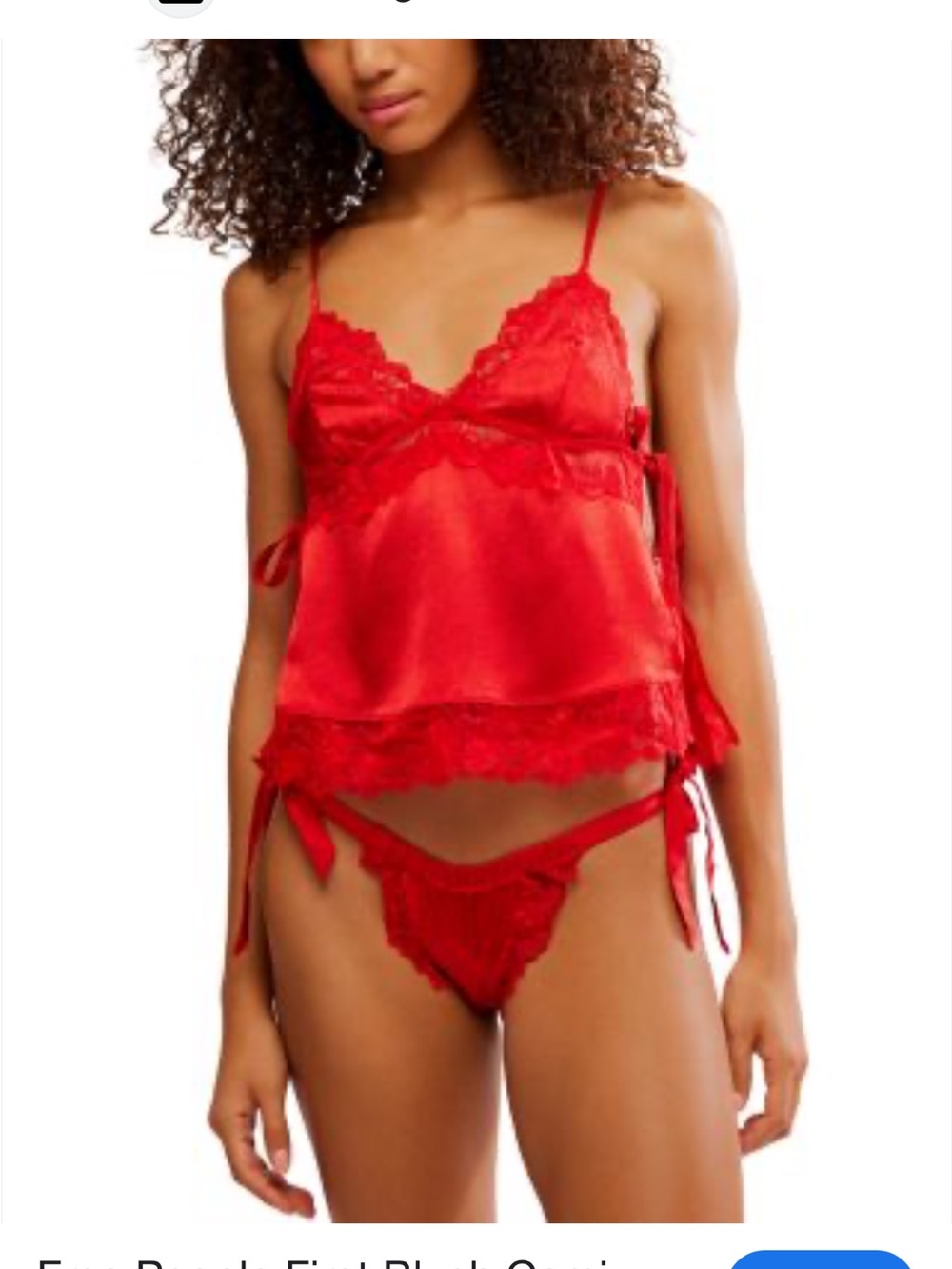 Red Lace Satin Cami & Thong Set - Women Intimates